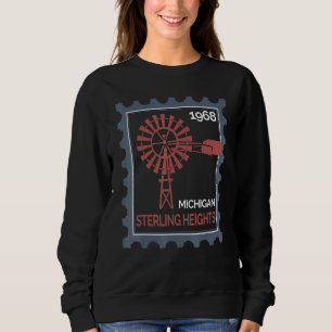 Postage Stamp With An Old Wind Turbine In Sterling Sweatshirt