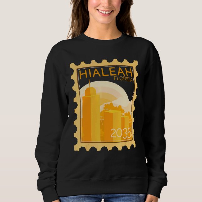 Postage Stamp With Sunset In Hialeah Sweatshirt (Front)