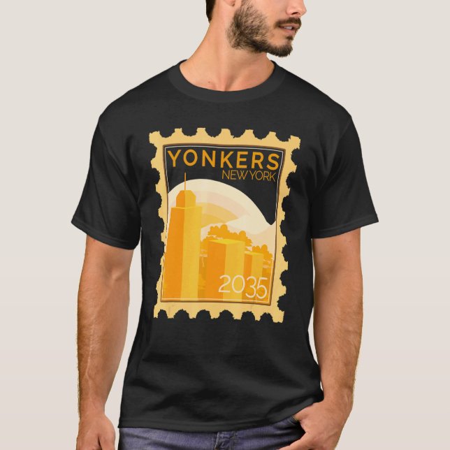 Postage Stamp With Sunset In Yonkers T-Shirt (Front)