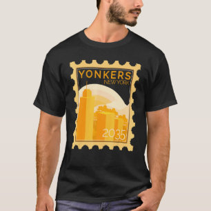 Postage Stamp With Sunset In Yonkers T-Shirt