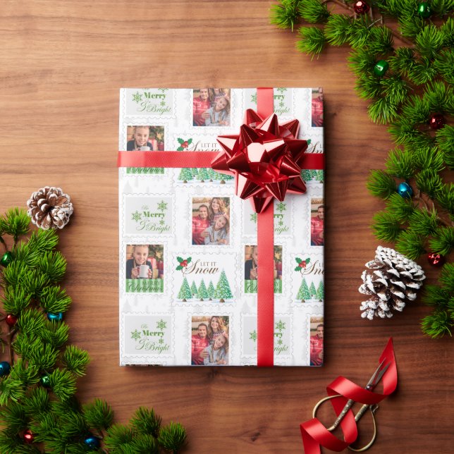 Postage Stamps Custom Photo Wrapping Paper (Holiday Gift)