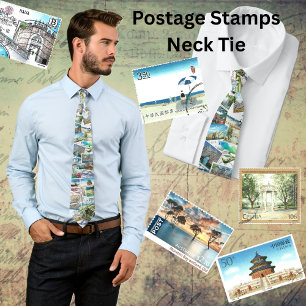 Postage Stamps - International Landscapes  Tie