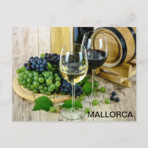 postal bodegón vino y uvas Mallorca Postcard