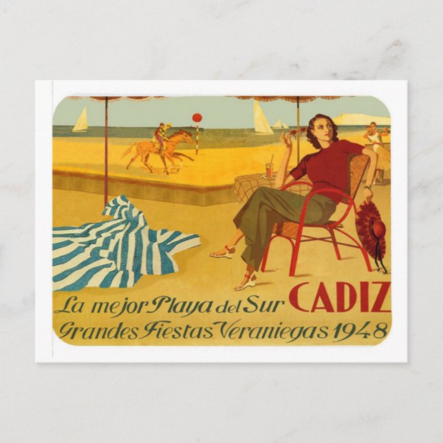 Postal Cadiz Vintage Andalucia by RetroCharms Postcard (Front)