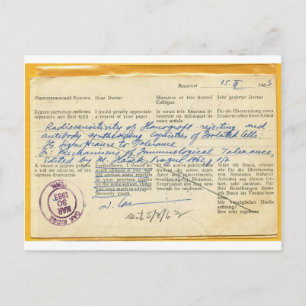 Postal card mailed in 1963, from an Oncology Lab