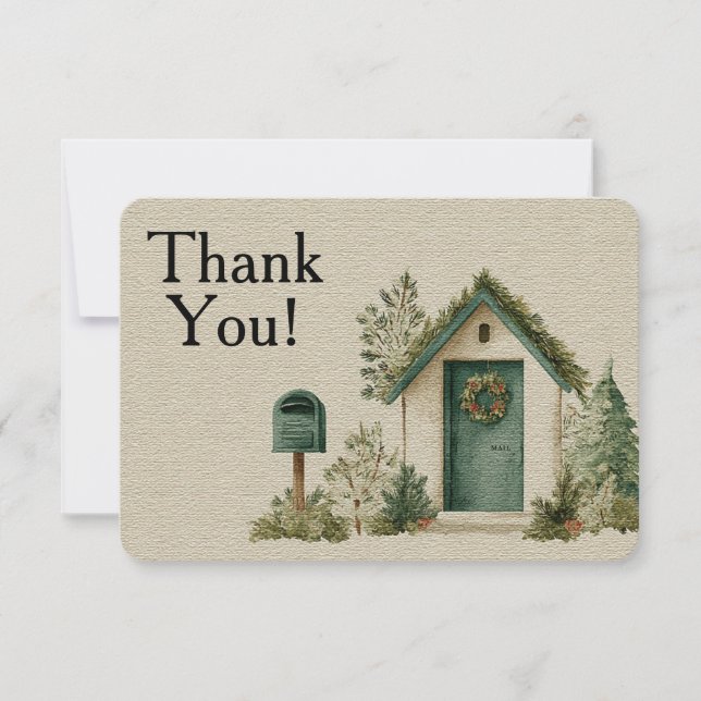 Postal Carrier Holiday Mailbox Thank You Card (Front)