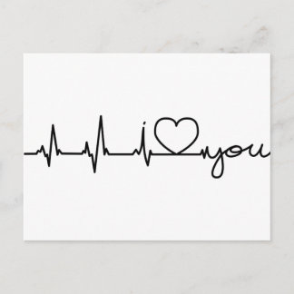 Postal Electrocardiogram I love you Postcard