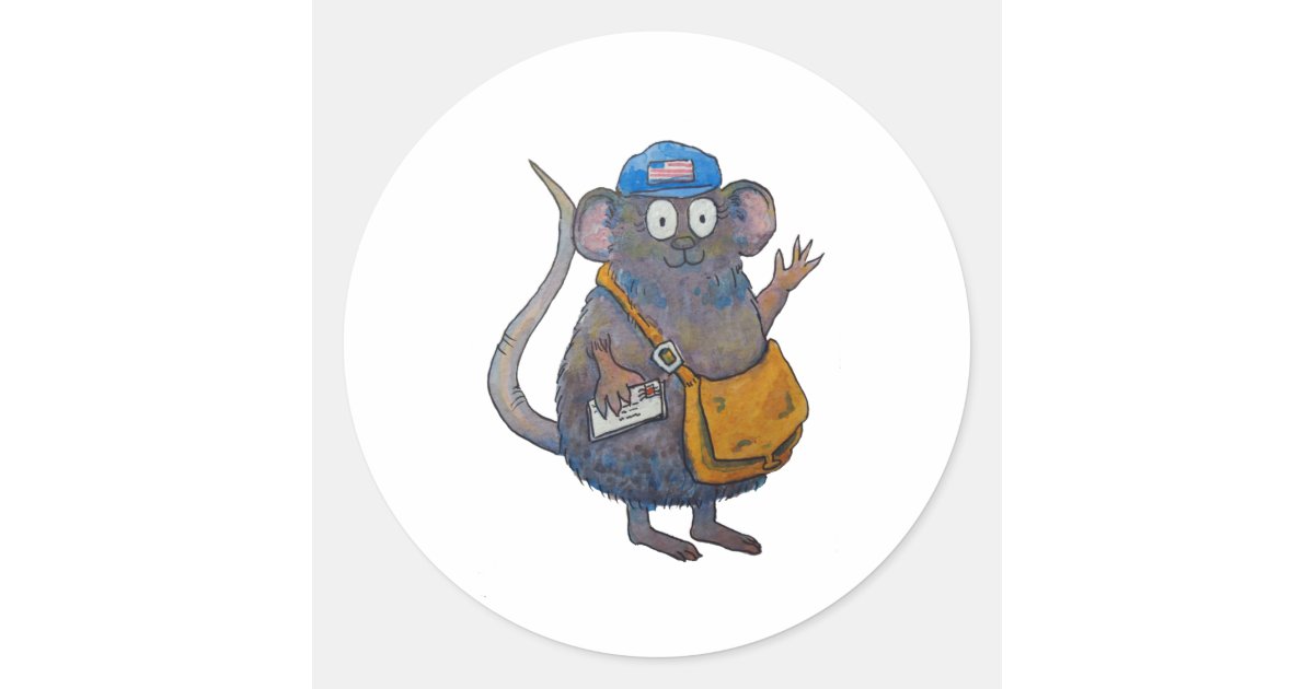 Postal Post Mail Carrier Postman Thank You Mouse Classic Round Sticker ...