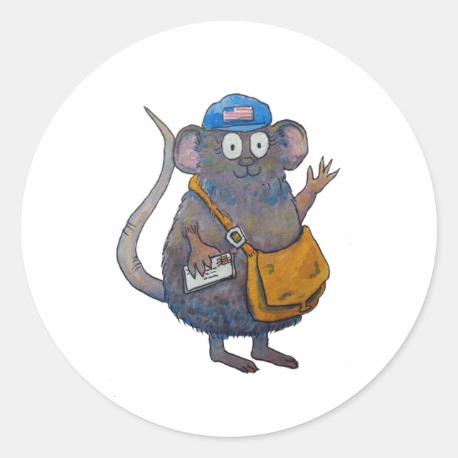 Postal Post Mail Carrier Postman Thank You Mouse Classic Round Sticker (Front)