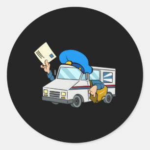 Postal Service Truck Illustration Postal Carrier M Classic Round Sticker