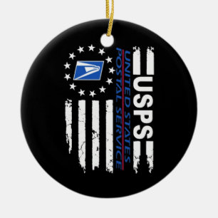 Postal servise flag ceramic tree decoration