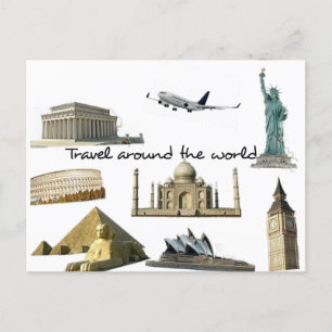 Postal - travel around the world postcard