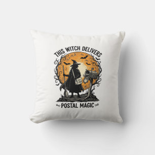 Postal Witch Shirt Vintage Halloween Mail Carrier  Cushion