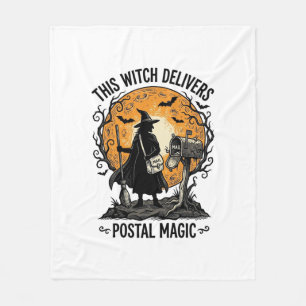 Postal Witch Shirt Vintage Halloween Mail Carrier Fleece Blanket