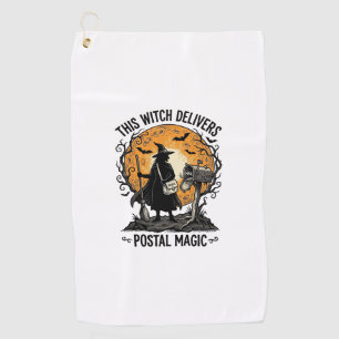Postal Witch Shirt Vintage Halloween Mail Carrier  Golf Towel