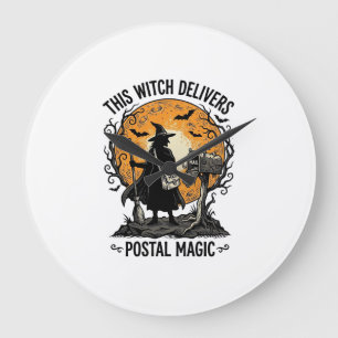 Postal Witch Shirt Vintage Halloween Mail Carrier Large Clock