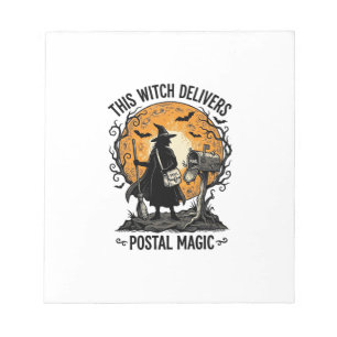 Postal Witch Shirt Vintage Halloween Mail Carrier Notepad