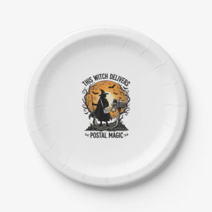 Postal Witch Shirt Vintage Halloween Mail Carrier Paper Plate