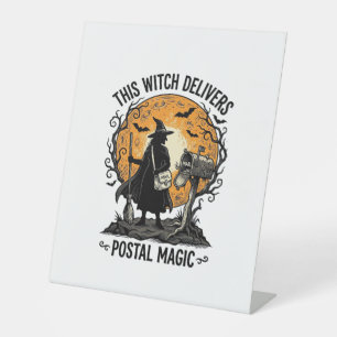Postal Witch Shirt Vintage Halloween Mail Carrier Pedestal Sign