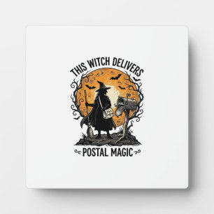 Postal Witch Shirt Vintage Halloween Mail Carrier Plaque