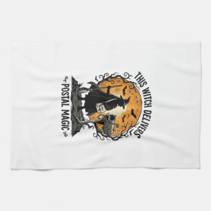 Postal Witch Shirt Vintage Halloween Mail Carrier Tea Towel