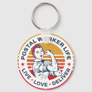 Postal Worker Birthday Post Office Coworker Key Ring