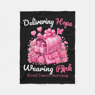 Postal Worker Breast Cancer Awareness October Wear Fleece Blanket