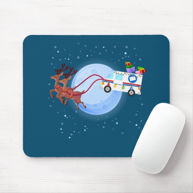 Postal Worker Christmas Mail Truck Funny Mailman Mouse Mat (With Mouse)