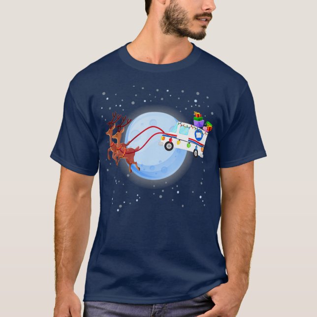 Postal Worker Christmas Mail Truck Funny Mailman T-Shirt (Front)