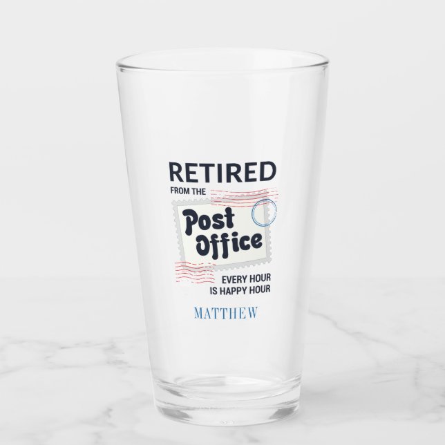 Postal Worker Coworker Mailman Personalised Name Glass (Front)