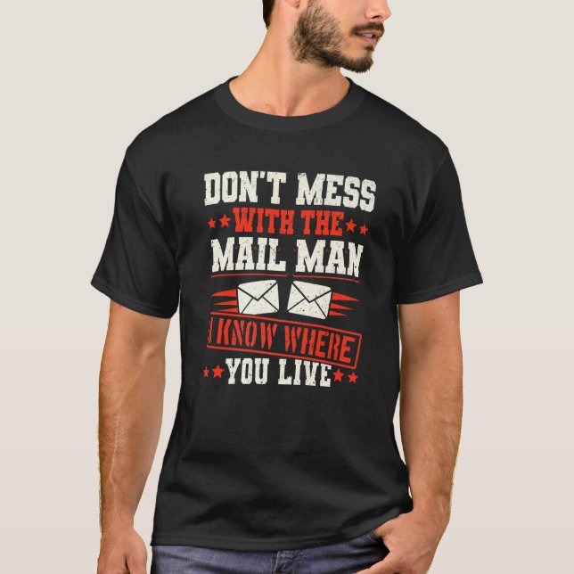 Postal Worker Delivery Service Post Office Mailbox T-Shirt (Front)