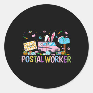Postal Worker Easter Mail Carrier Easter Bunny Pos Classic Round Sticker