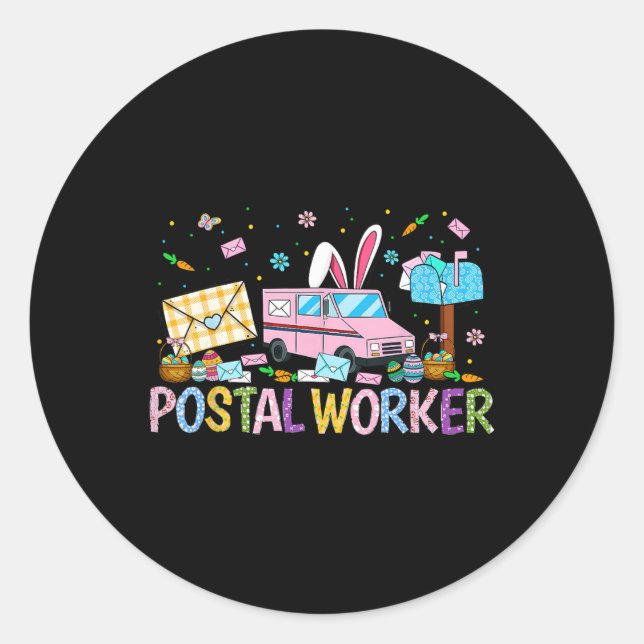 Postal Worker Easter Mail Carrier Easter Bunny Pos Classic Round Sticker (Front)