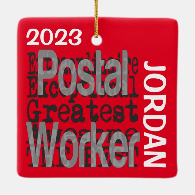 Postal Worker Extraordinaire CUSTOM Ceramic Ornament (Back)