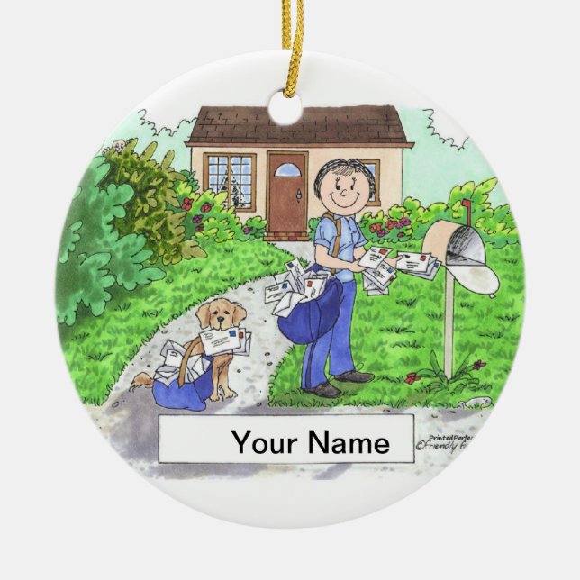 Postal Worker - Female Ceramic Tree Decoration (Front)