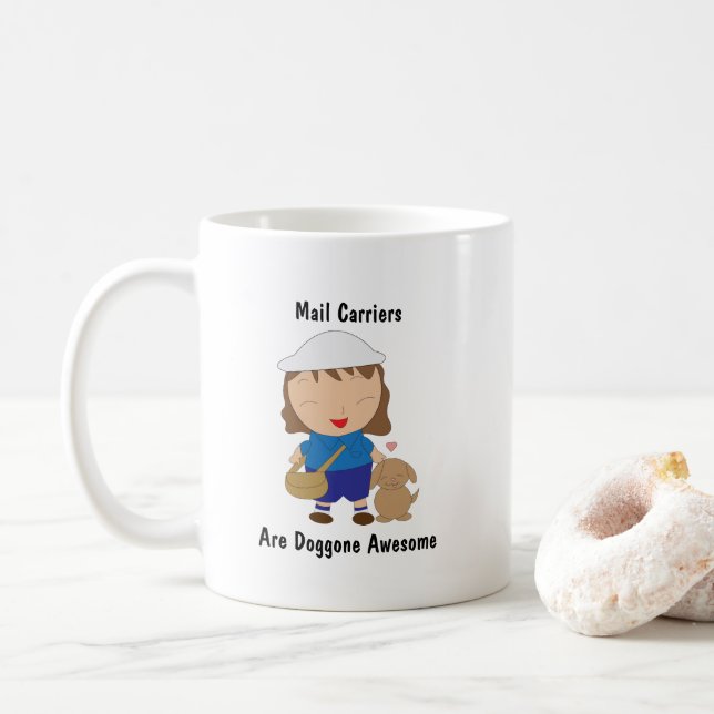 Postal Worker Female Funny Awesome Personalise Coffee Mug (With Donut)