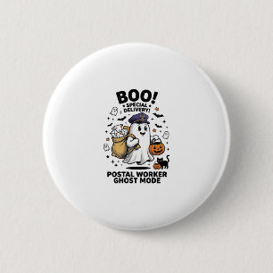 Postal Worker Ghost Mode Halloween Delivery Design 6 Cm Round Badge
