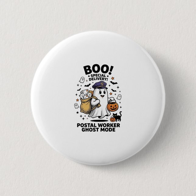 Postal Worker Ghost Mode Halloween Delivery Design 6 Cm Round Badge (Front)
