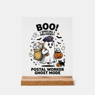 Postal Worker Ghost Mode Halloween Delivery Design Acrylic Sign