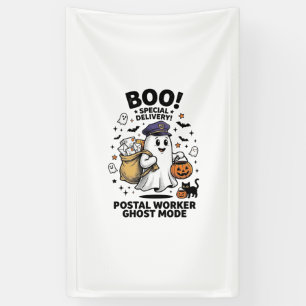 Postal Worker Ghost Mode Halloween Delivery Design Banner