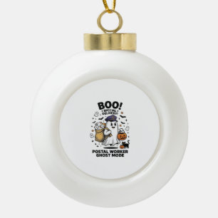 Postal Worker Ghost Mode Halloween Delivery Design Ceramic Ball Christmas Ornament