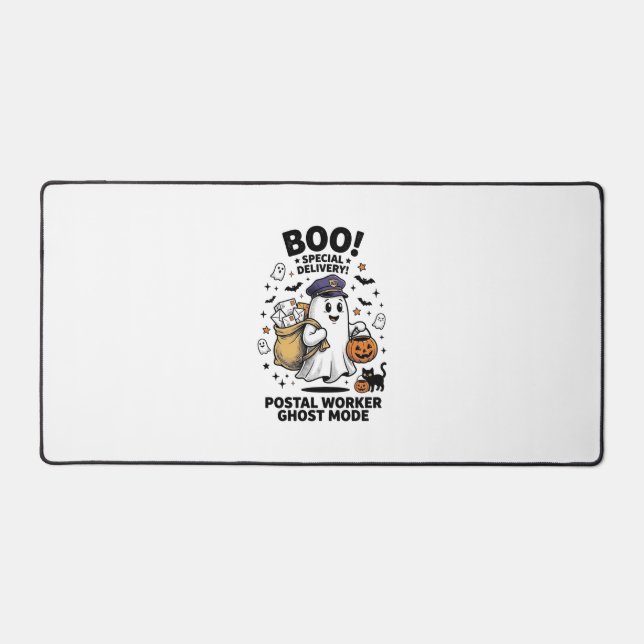 Postal Worker Ghost Mode Halloween Delivery Design Desk Mat (Front)
