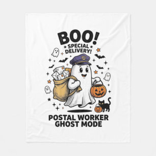 Postal Worker Ghost Mode Halloween Delivery Design Fleece Blanket