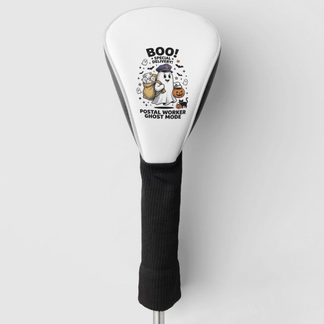 Postal Worker Ghost Mode Halloween Delivery Design Golf Head Cover (Front)