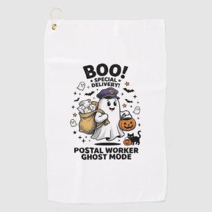 Postal Worker Ghost Mode Halloween Delivery Design Golf Towel