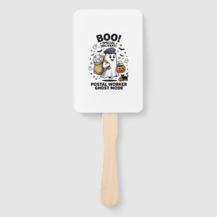 Postal Worker Ghost Mode Halloween Delivery Design Hand Fan