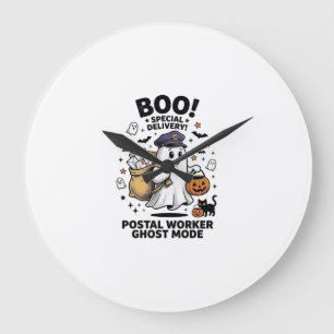 Postal Worker Ghost Mode Halloween Delivery Design Large Clock