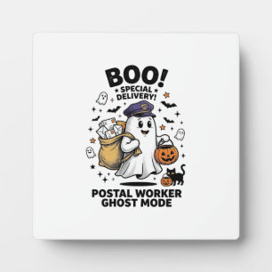 Postal Worker Ghost Mode Halloween Delivery Design Plaque