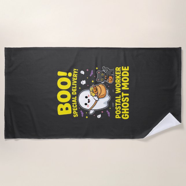 Postal Worker Ghost Mode Halloween Design_1 Beach Towel (Front)
