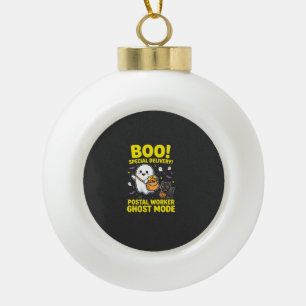 Postal Worker Ghost Mode Halloween Design_1 Ceramic Ball Christmas Ornament